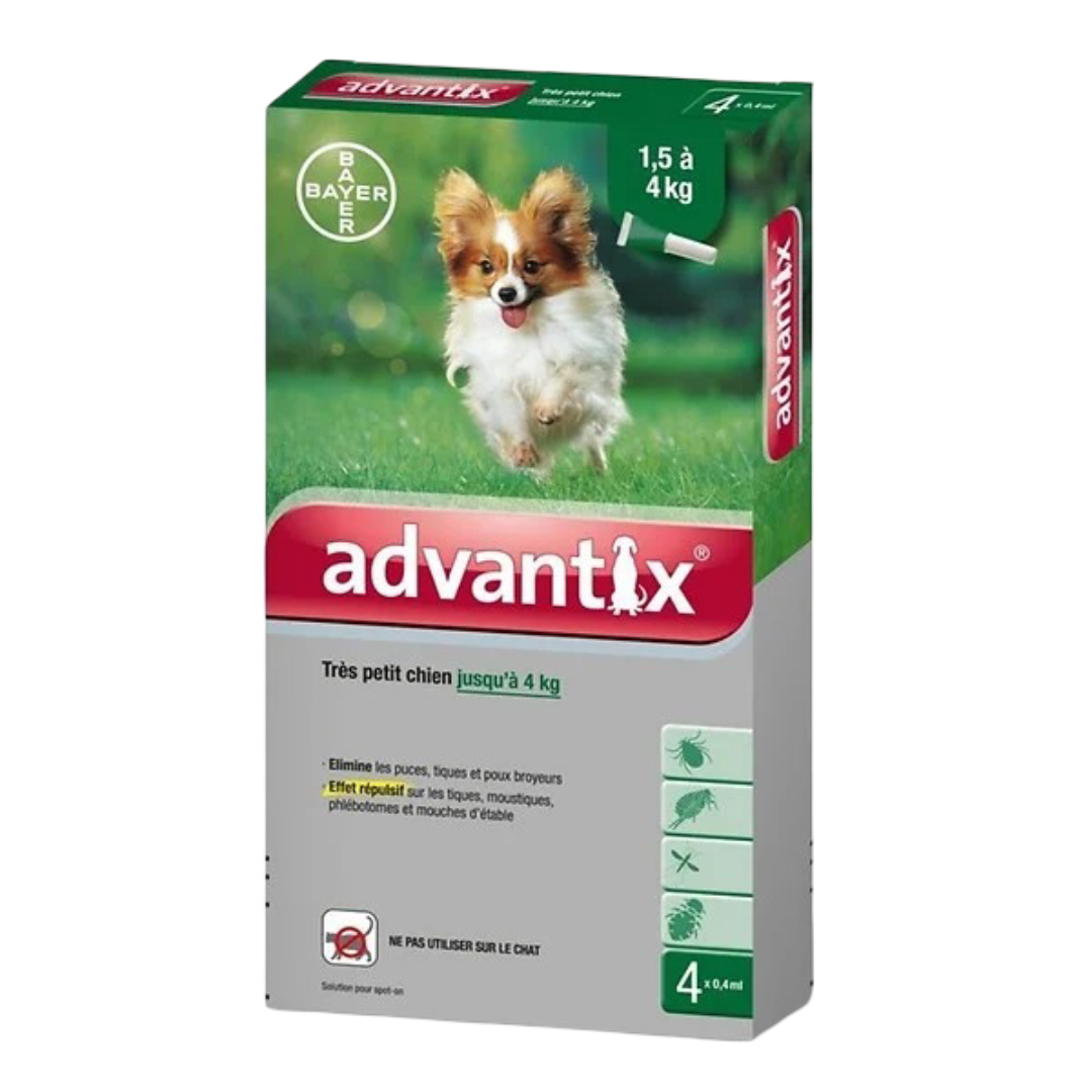 Pipette antiparassitarie per cani Advantix 0–4 kg
