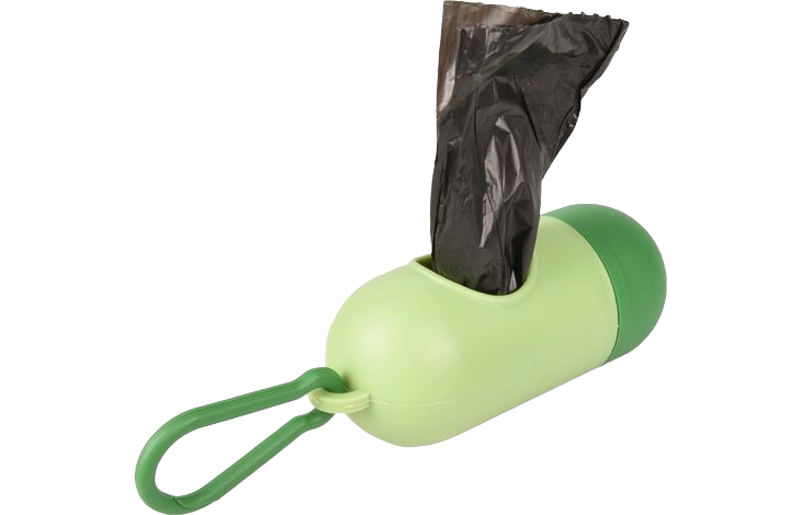 Dispenser di sacchetti per cani con moschettone