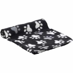 Coperta in pile Esma nera con zampe, 100 × 150 cm