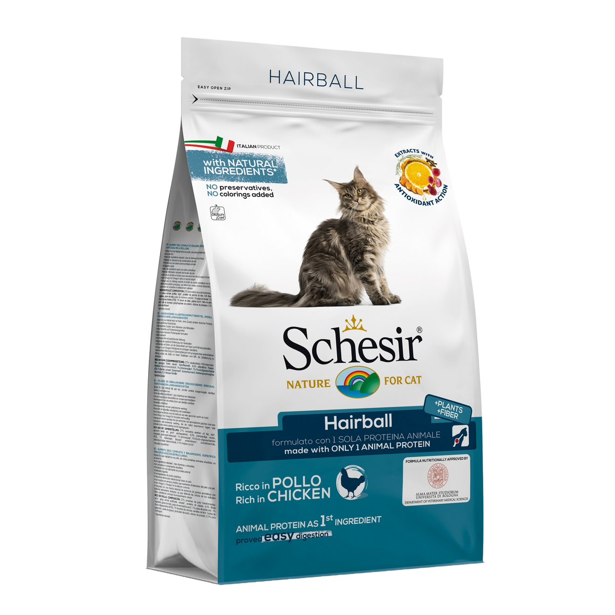 Crocchette per gatti Schesir Hairball pollo, 1,5 kg