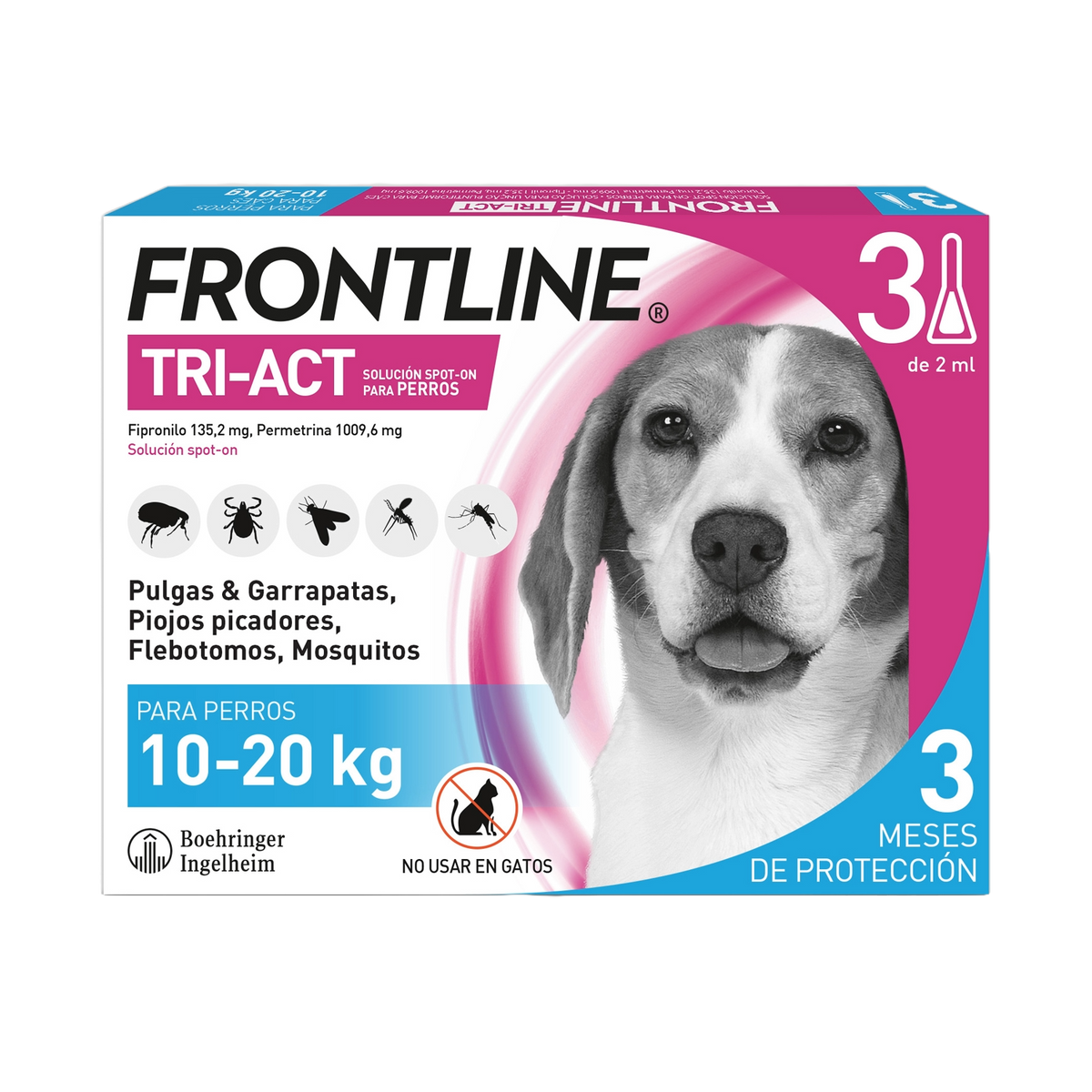 Frontline Tri-Act pipette antiparassitarie per cani 10–20 kg, 3 pipette