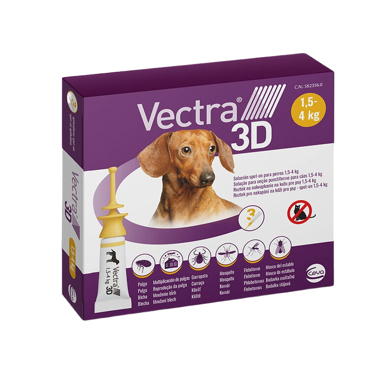 Vectra 3D pipette antiparassitarie per cani 1,5–4 kg, 3 pipette