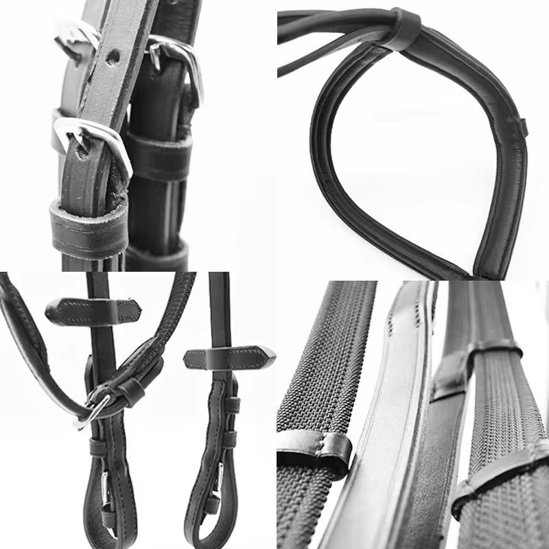 Briglia inglese in cuoio per cavallo con redini – vista 7