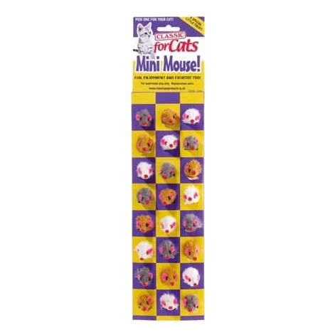 Topolino giocattolo per gatti Classic Furry Mini-Mouse 24 pz