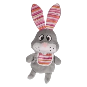 Peluche per cani coniglio grigio con suono, senza imbottitura