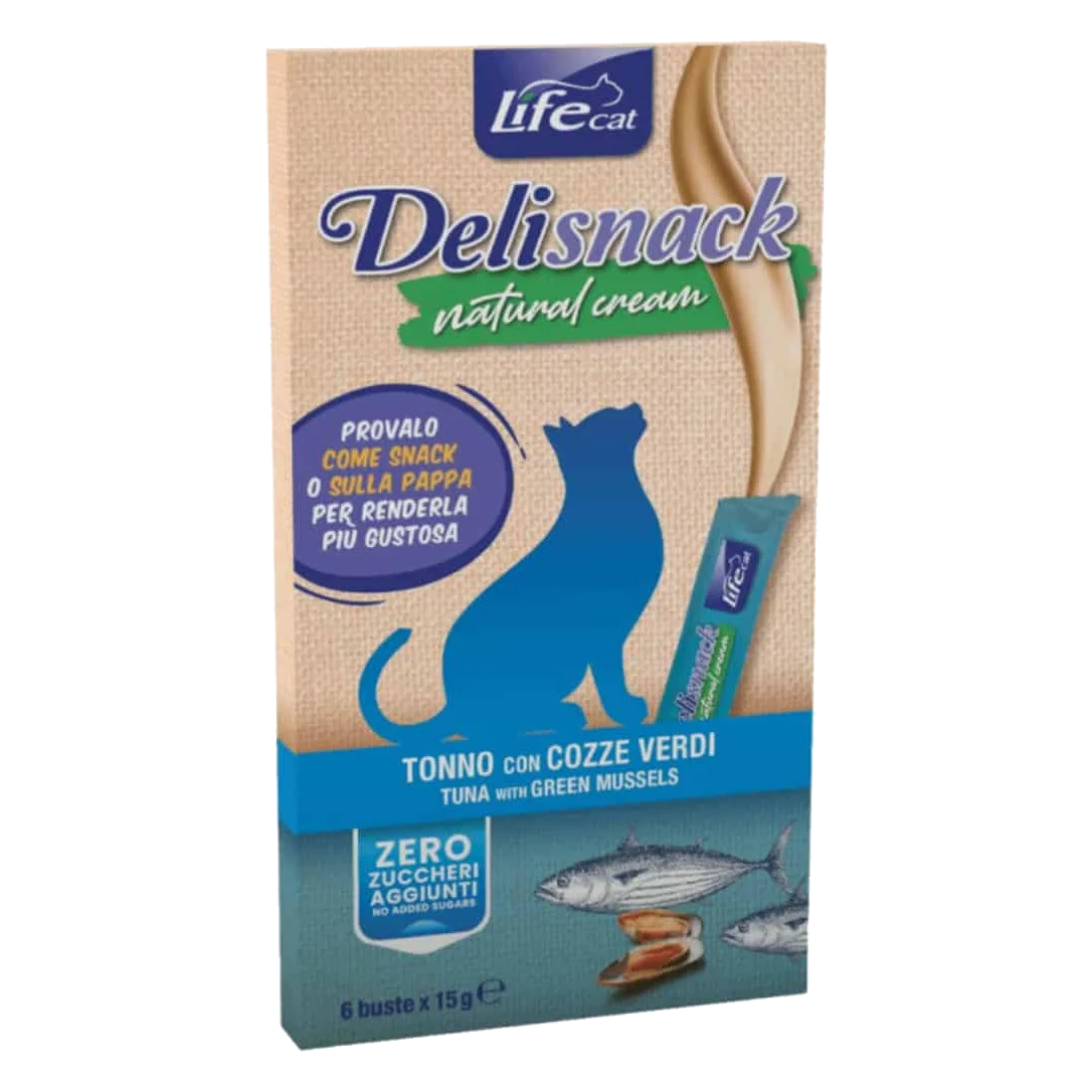 Crema Life Cat tonno e cozze per gatti, 6 × 15 g