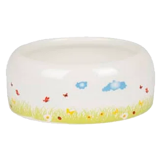 Ciotola Kiki rotonda in ceramica bianca per roditori, 11,5 × 11,5 × 4,5 cm