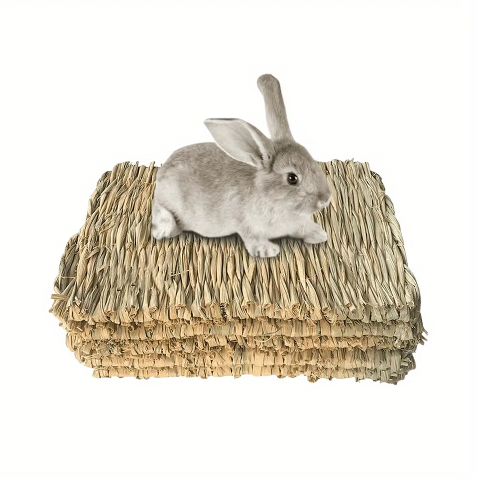 Estera de hierba natural trenzada para hámster, cobaya y conejo, vista de detalle 3