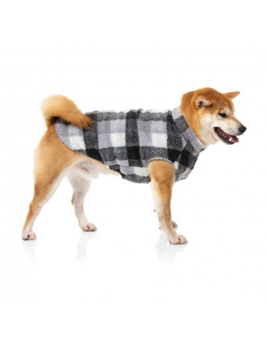 Cappottino in pile per cani FuzzYard The Lumberjack a quadri bianco e nero