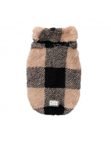 Maglione in teddy per cani FuzzYard Checkered Teddy nero e beige