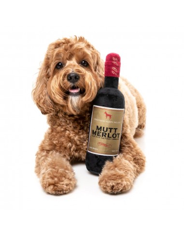 Peluche per cani FuzzYard bottiglia di vino Mutt Merlot con squeaker