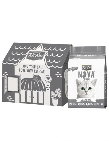 Lettiera per gatti vegetale agglomerante Kit Cat NovaClump carbone 7 L