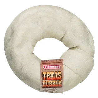 Snack per cani ciambella Texas Bubble in pelle bovina, 15 cm