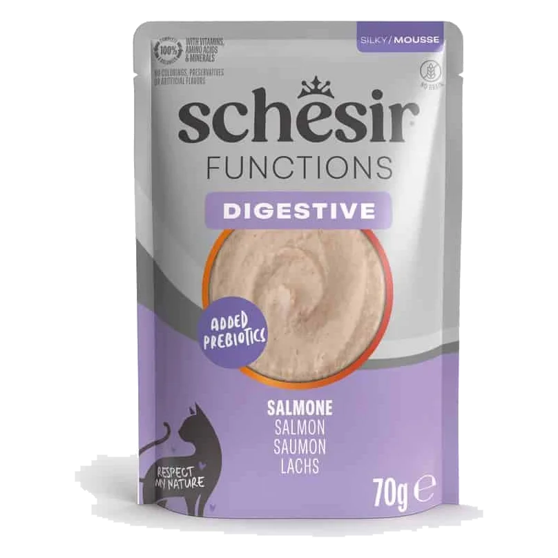 Cibo umido per gatti Schesir Functions Digestive mousse salmone, 70 g