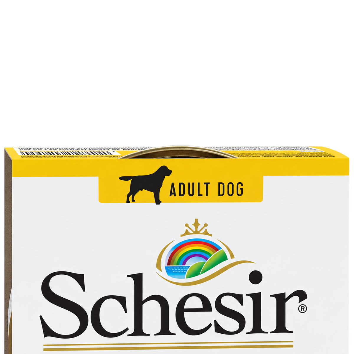 Parte superiore della confezione Schesir pollo e prosciutto con dicitura Adult Dog