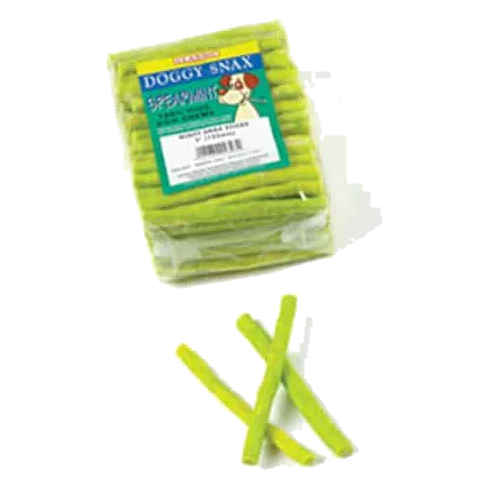 Snack per cani in pelle alla menta, busta da 100 pezzi