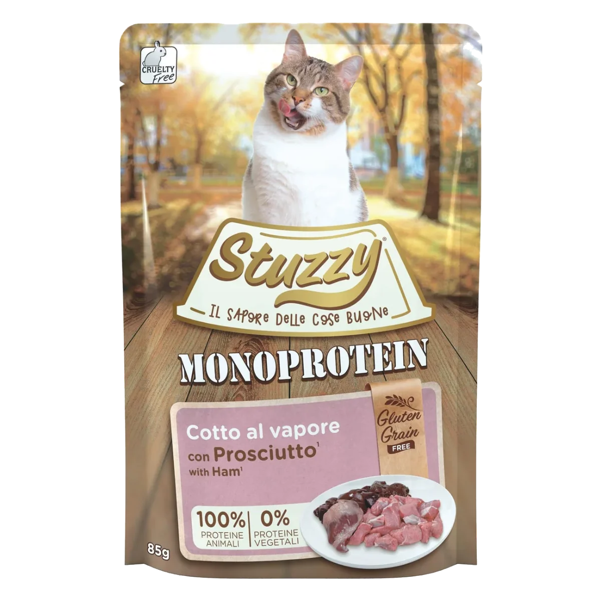 Cibo umido per gatti Stuzzy Grain Free Monoprotein prosciutto, 85 g