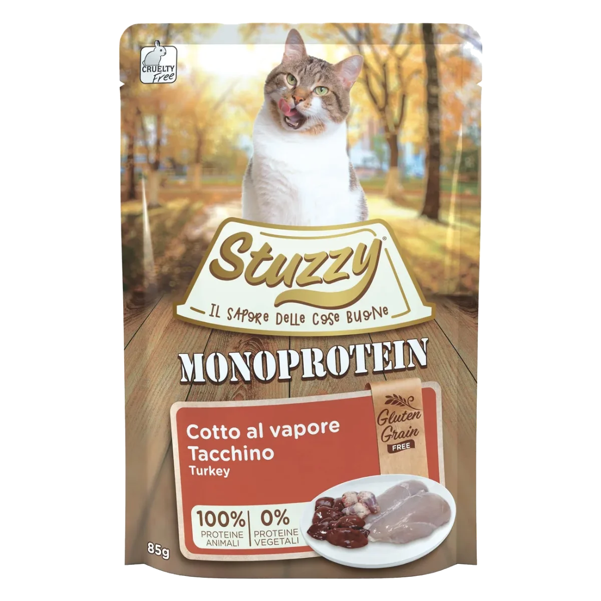 Cibo umido per gatti Stuzzy Grain Free Monoprotein tacchino, 85 g