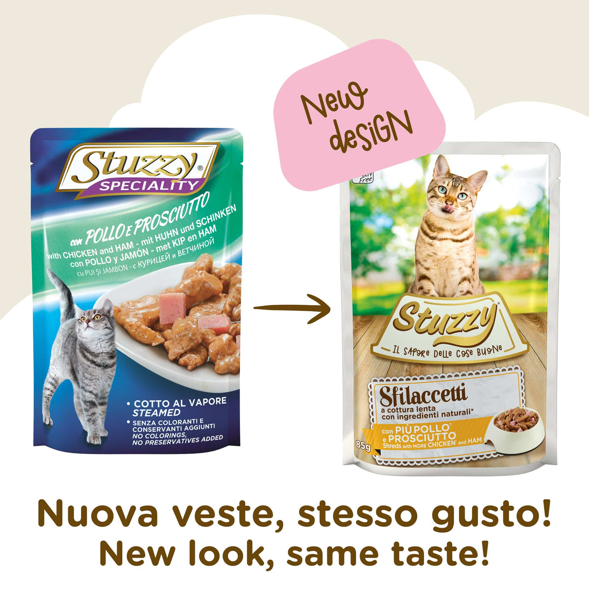 Cibo umido per gatti Stuzzy Cat Speciality pollo e prosciutto, busta 85 g – immagine 2
