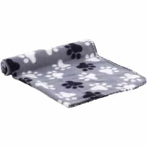 Coperta in pile Esma grigia con zampe, 100 × 150 cm