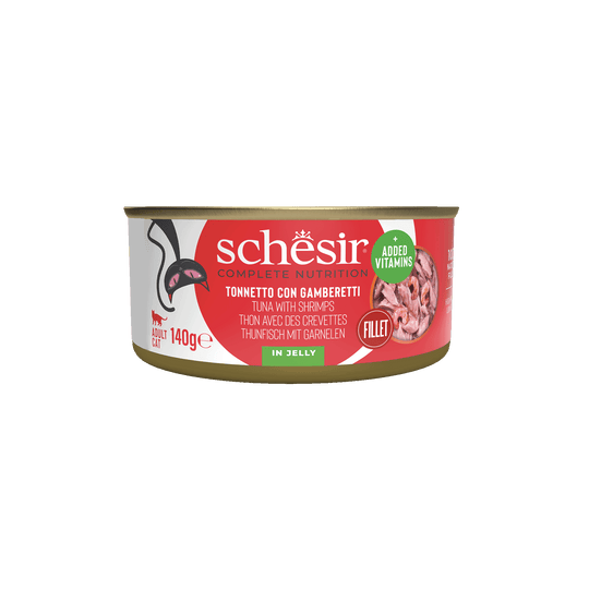 Cibo umido per gatti Schesir tonno con gamberetti, lattina 140 g