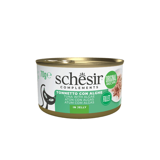 Cibo umido per gatti Schesir tonno con alghe, lattina 70 g