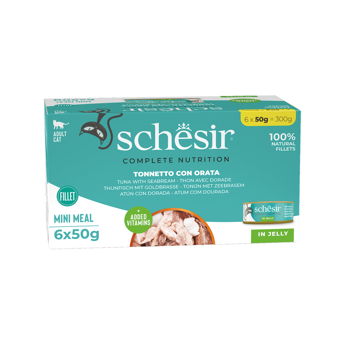 Cibo umido per gatti Schesir tonno con orata, 6 × 50 g, multipack