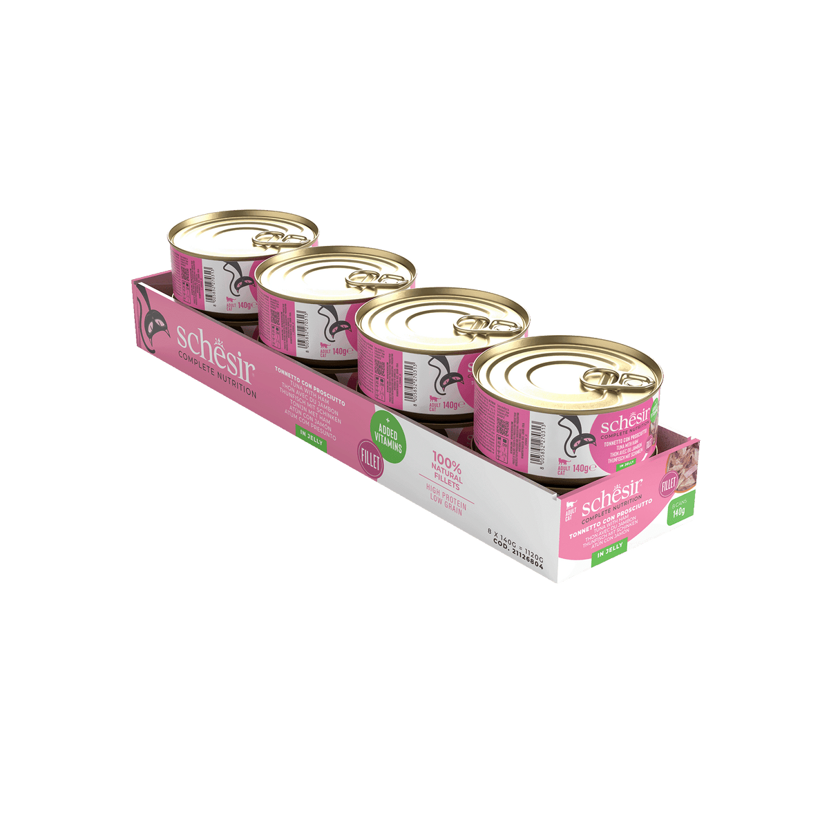 Cibo umido per gatti Schesir tonno con prosciutto in gelatina, lattina 140 g – immagine 3