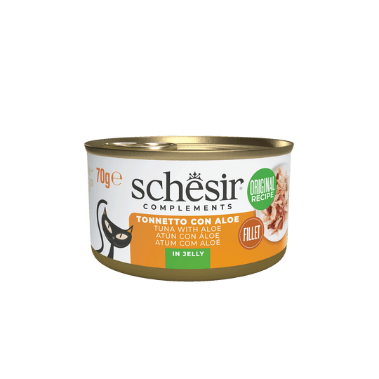 Cibo umido per gatti Schesir tonno con aloe, lattina 70 g