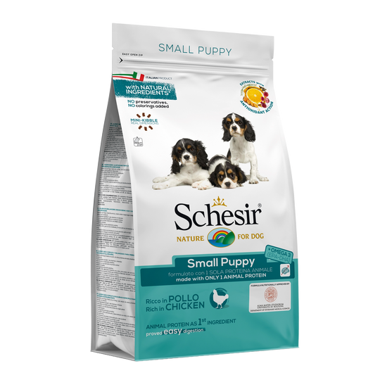 Crocchette per cuccioli Schesir Small Puppy pollo, 800 g