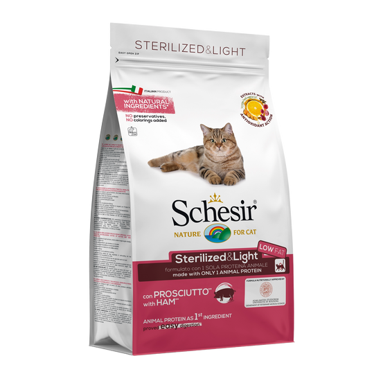 Crocchette per gatti Schesir Sterilizzato & Light prosciutto, 1,5 kg