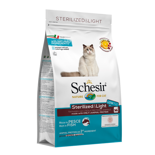 Crocchette per gatti Schesir Sterilizzato & Light pesce, 1,5 kg