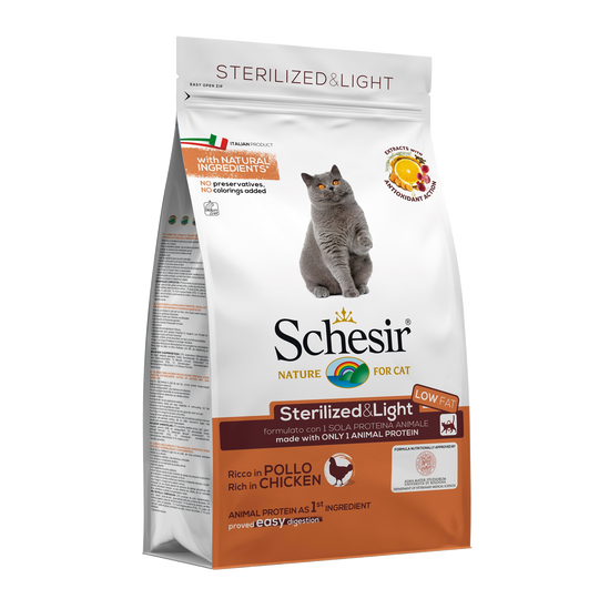 Crocchette per gatti Schesir Sterilizzato & Light pollo, 1,5 kg