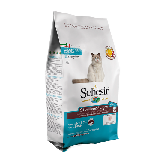Crocchette per gatti Schesir Sterilizzato & Light pesce, 10 kg