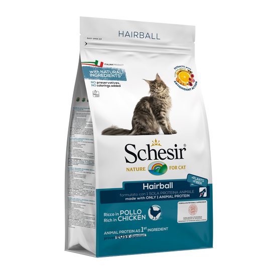 Crocchette per gatti Schesir Hairball pollo, 400 g