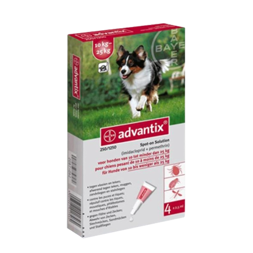 Pipette antiparassitarie per cani Advantix 10–25 kg, 4 pipette