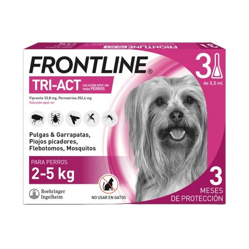 Frontline Tri-Act pipette antiparassitarie per cani 2–5 kg, 3 pipette