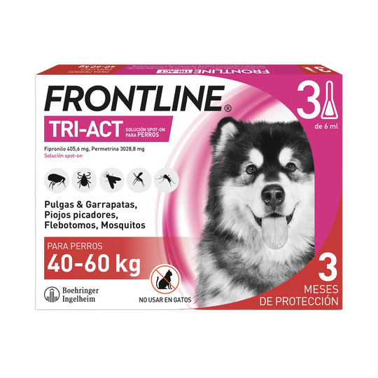 Frontline Tri-Act pipette antiparassitarie per cani 40–60 kg, 3 pipette