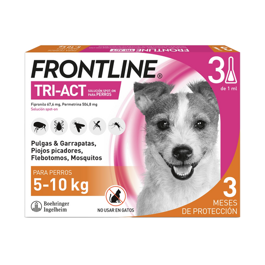 Frontline Tri-Act pipette antiparassitarie per cani 5–10 kg, 3 pipette