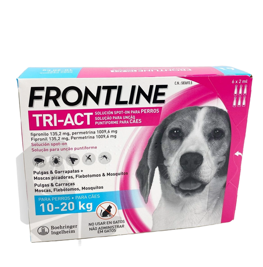 Frontline Tri-Act pipette antiparassitarie per cani 10–20 kg, 6 pipette
