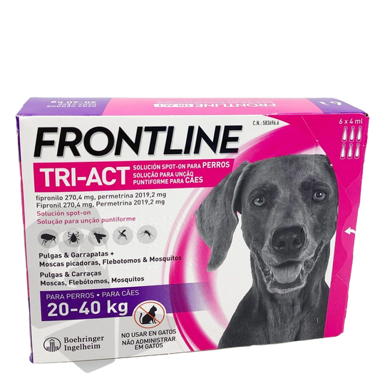Frontline Tri-Act pipette antiparassitarie per cani 20–40 kg, 6 pipette