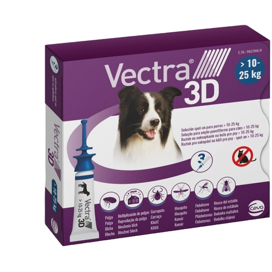 Vectra 3D pipette antiparassitarie per cani 10–25 kg, 3 pipette