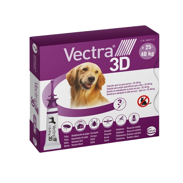 Vectra 3D pipette antiparassitarie per cani 25–40 kg, 3 pipette