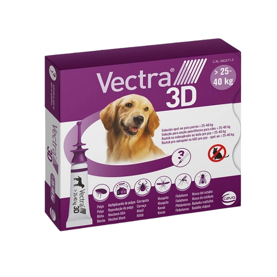 Vectra 3D pipette antiparassitarie per cani 25–40 kg, 3 pipette