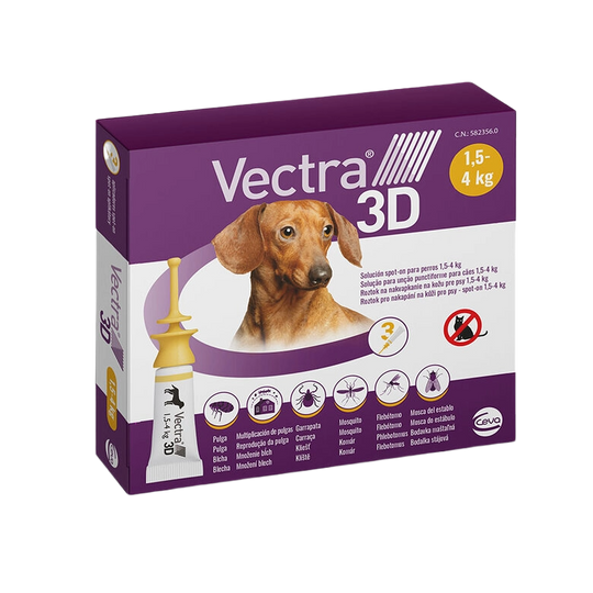 Vectra 3D pipette antiparassitarie per cani 4–10 kg, 3 pipette