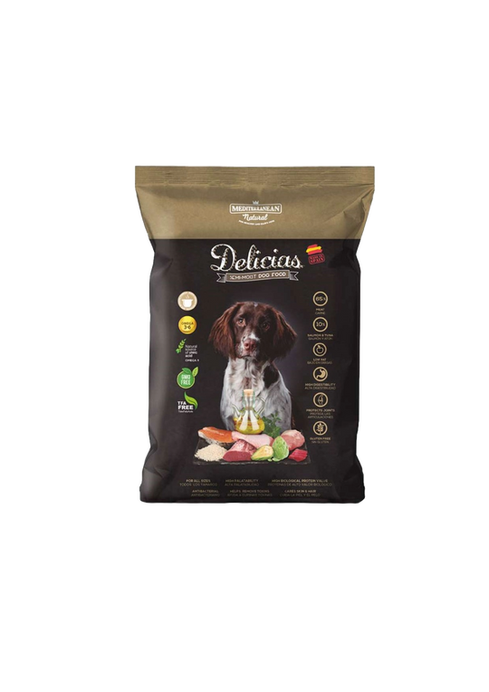 Crocchette semiumide Mediterranean Delicias per cani, 1,5 kg