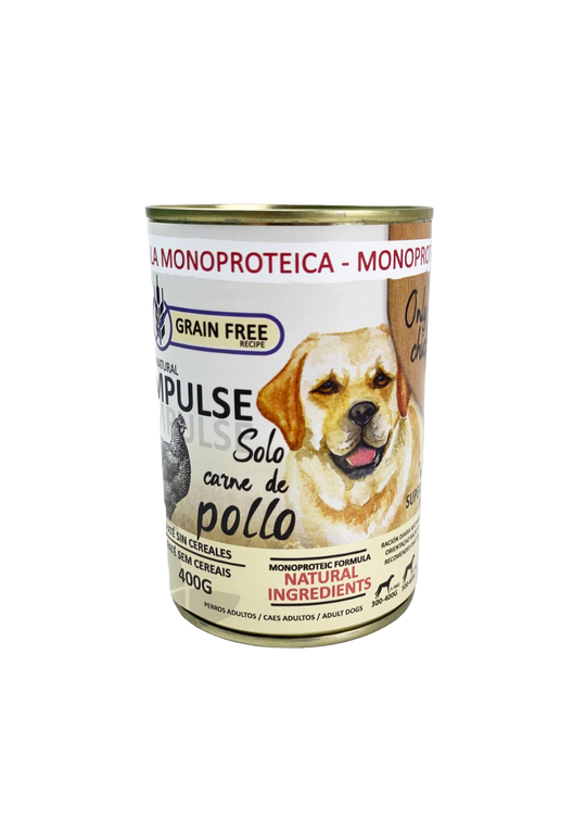 Cibo umido per cani Natural Impulse con pollo, lattina 400 g