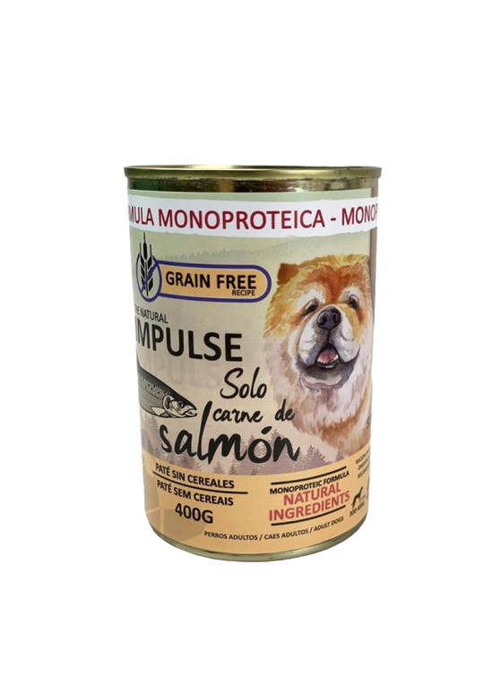Cibo umido per cani Natural Impulse con salmone, lattina 400 g