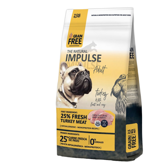 Crocchette per cani grain free Impulse tacchino, 2,5 kg