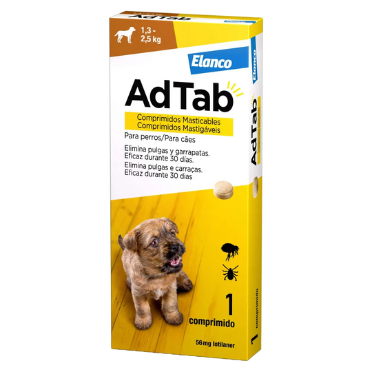 Antiparassitario cani pastiglie AdTab 56 mg, da 1,3 a 2,5 kg
